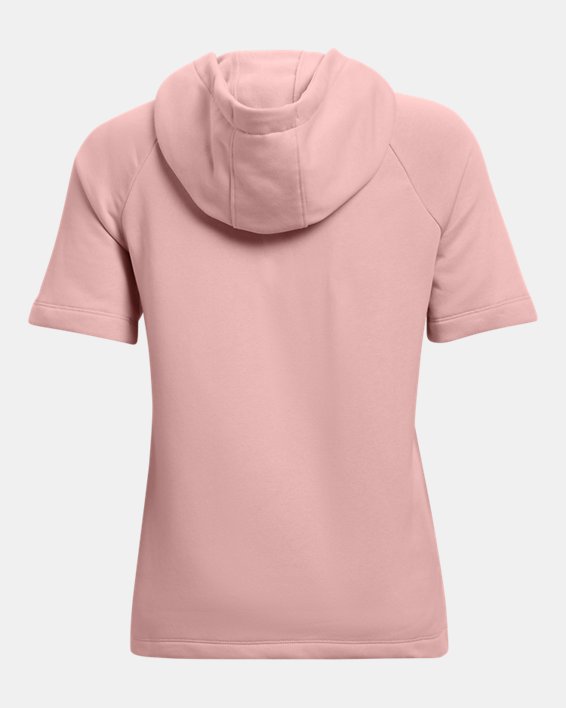 Sweat à capuche et manches courtes UA Rival Fleece pour femme, Pink, pdpMainDesktop image number 5